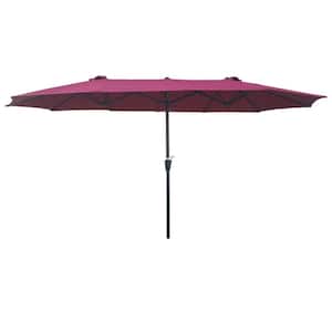 9 ft. x 15 ft. Steel Market Tilt Patio Umbrella in Burgundy
