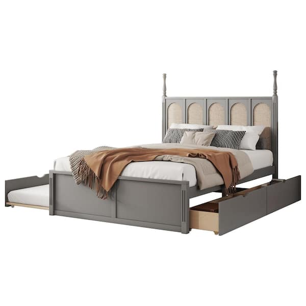 Gray rattan headboard sales