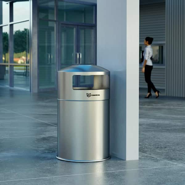 GCP Products Outdoor/Indoor Trash Can Commercial Trash Can Waste Container  With Perforated Galvanized Steel Panel
