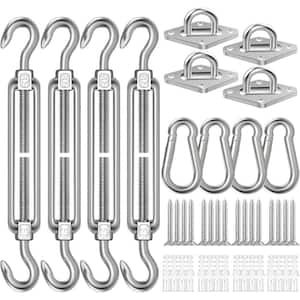 6 in. 304 Stainless Steel Shade Sail Hardware Kit for Triangle Rectangle Installation, Outdoor Patio Canopy Garden