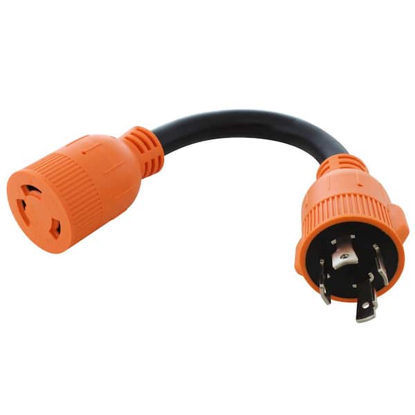 1 ft. Adapter Cord 3-Phase 30 Amp 250-Volt L15-30P 4-Prong Plug to L6-30R Locking 250-Volt Connector