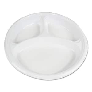 Hi-Impact 10 in. White Disposable Plastic Plates, 3-Compartment (500-Carton)