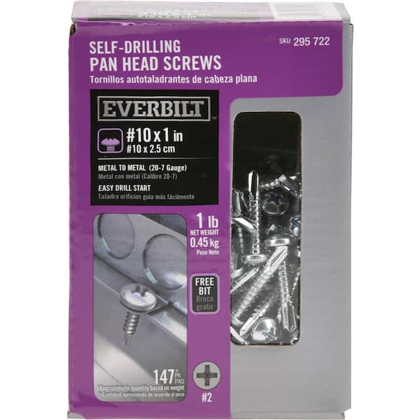 Everbilt #10 1 in. Phillips Pan-Head Self-Drilling Screw 1 lb.-Box (147-Piece)