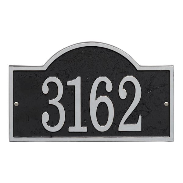 Fast and Easy Arch House Number Plaque, Black/Silver
