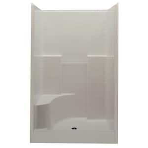 Everyday 60 in. x 35 in. x 76 in. 1-Piece Shower Stall with Left Seat and Center Drain in Bone