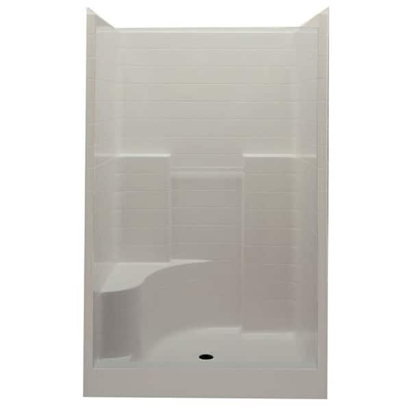 Aquatic Everyday 60 in. x 35 in. x 76 in. 1-Piece Shower Stall with Left Seat and Center Drain in Bone