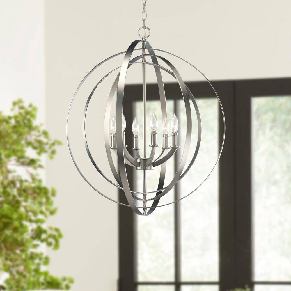 Equinox 6-Light Burnished Silver Steel Chandelier Pendant