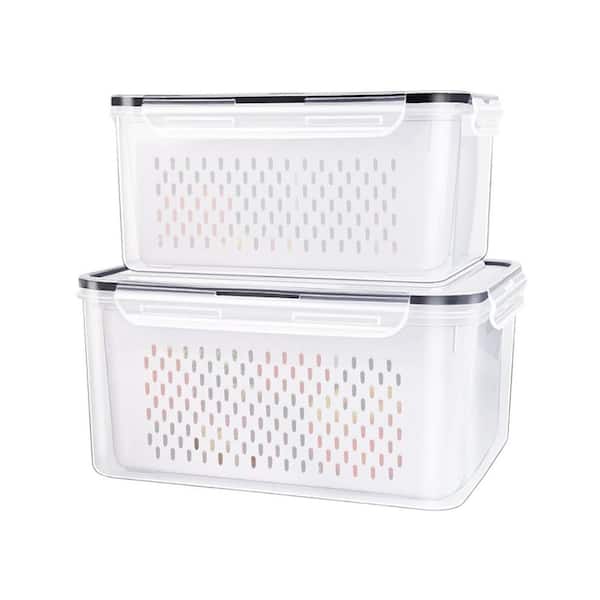 5 Piece Large Fruit Containers, Leakproof Food Storage Containers with Removable Colander, Dishwasher and Microwave safe