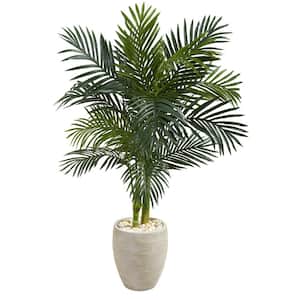 4.5 ft. High Indoor Golden Cane Palm Artificial Tree in Oval Planter