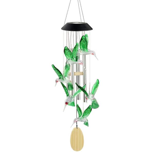 Phewnyzo Solar-Powered Hummingbird Wind Chime for Outdoor/Indoor
