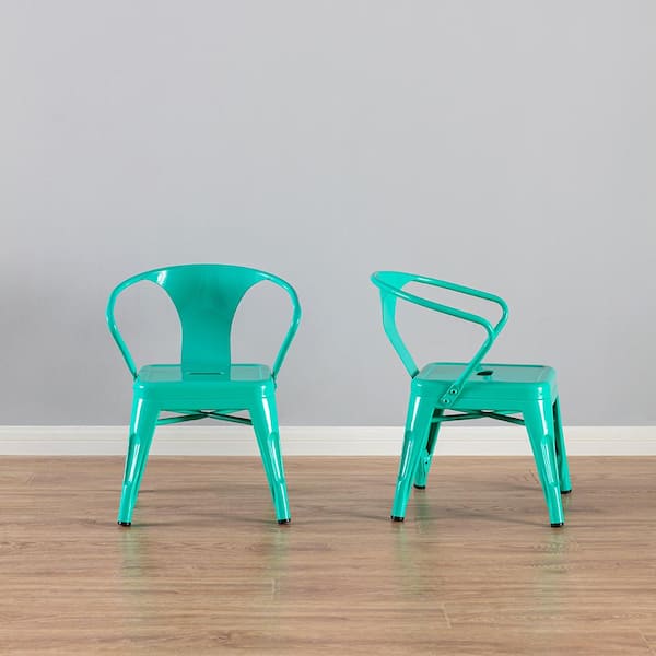 Blue Kids Chair Home Teal Metal Activity ACESSENTIALS (2-Pack) The - Depot 0256701