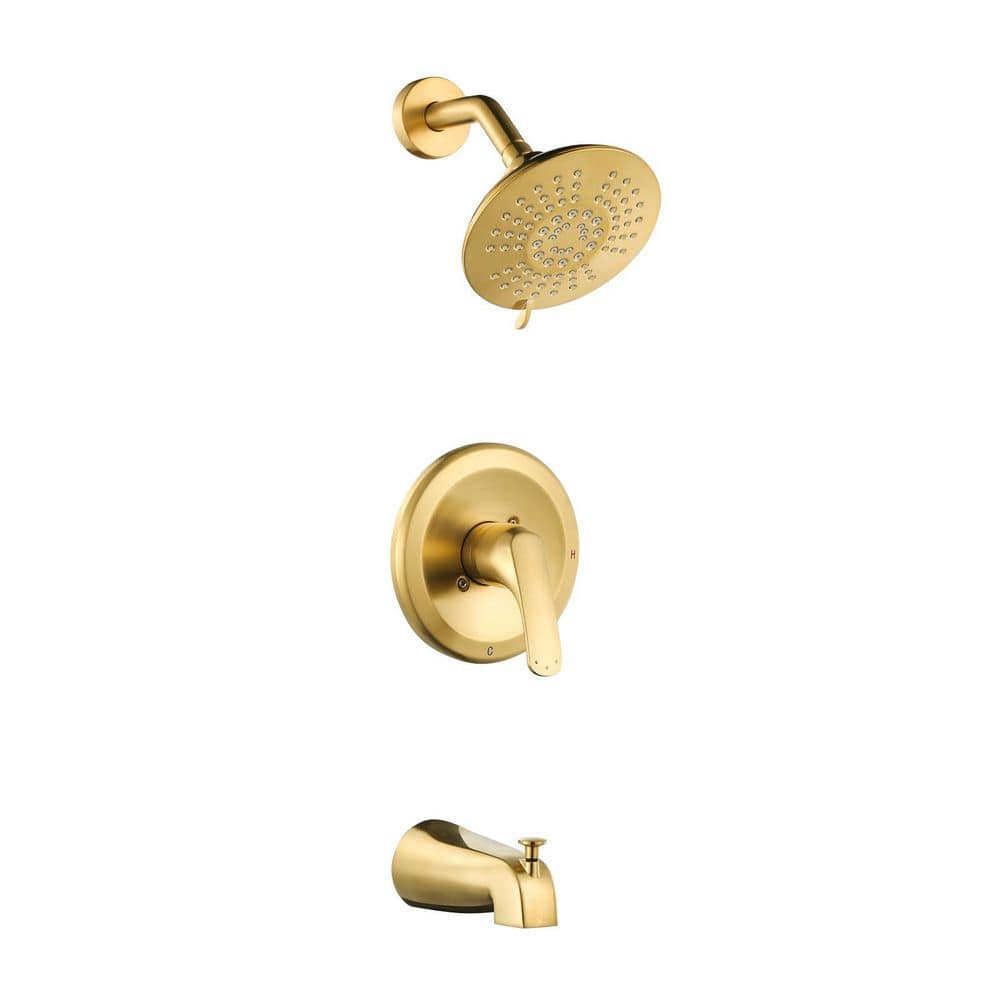 Single Handle 5-Spray Round Shower Faucet 1.8 GPM with Tub Spout in Brushed Gold (Valve Included) price history on PriceWatchPro