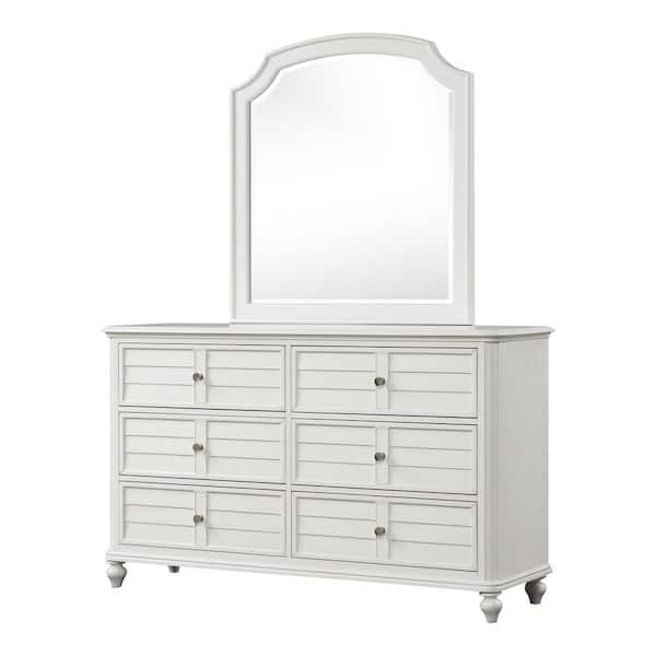 Saba Antique White 6-Drawer 64 in. Dresser