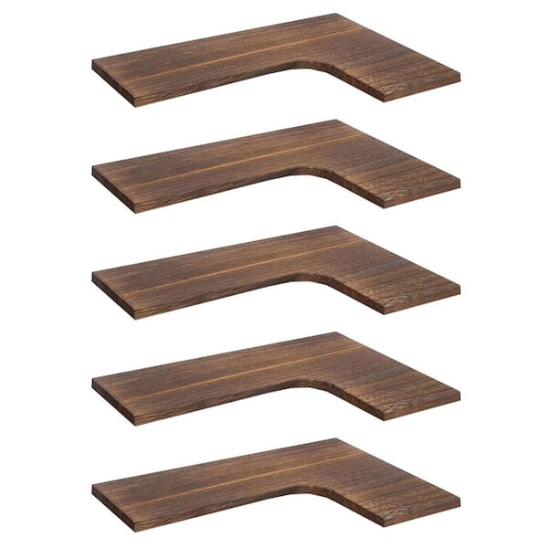16.1 in. W x 11.4 in. D Corner Floating Shelves (Set of 5) Decorative Wall Shelf Dark Carbonized Black