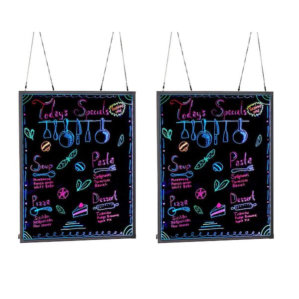 Alpine Industries 32 in. x 40 in. LED Illuminated Hanging Message Writing Board (2-Pack)