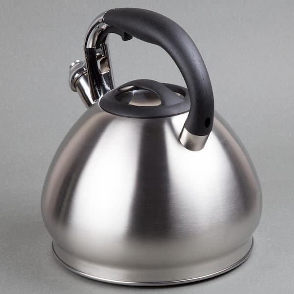 Heavy Duty Tea Kettle Stovetop Whistling Teakettle Teapot, seamless bottom,  Stainless Steel 304, Walnut color handle, Brushed finish