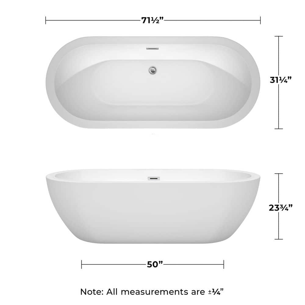 White Acrylic Freestanding Soaking Tub with Polished Chrome Trim