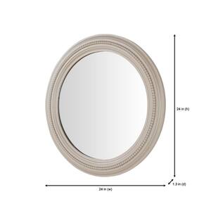 Medium Round Biscuit Antiqued Farmhouse Accent Mirror (24 in. Diameter)