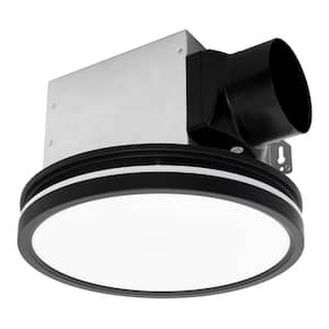 Bathroom Exhaust Fan with Light, Dimmable 3CCT LED Light with Night Light, 80 CFM, 2-Sones, Round, Black