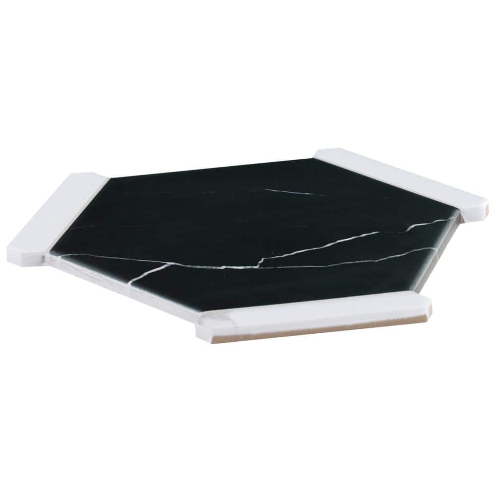 Samara Black and White Hexagon Porcelain Tile Set