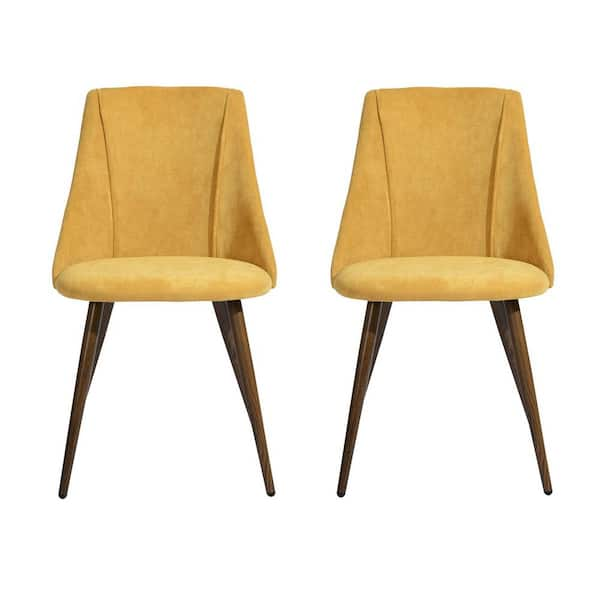 Homy Casa Smeg Yellow Fabric Upholstered Side Dining Chairs(Set Of 2 ...