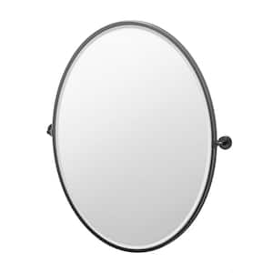 Latitude 25 in. W x 33 in. H Framed Oval Beveled Edge Bathroom Vanity Mirror in Matte Black
