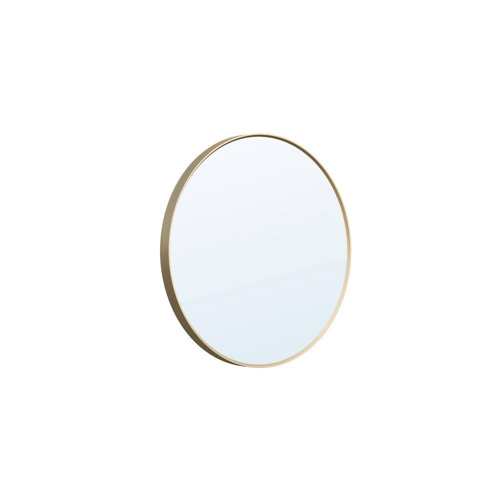 24 in. W x 24 in. H Round Aluminum Framed Wall Bathroom Vanity Mirror in Brushed Gold price history on PriceWatchPro