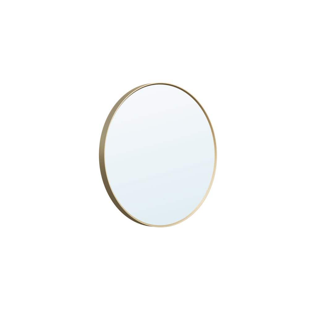 28 in. W x 28 in. H Round Aluminum Framed Wall Bathroom Vanity Mirror in Brushed Gold price history on PriceWatchPro