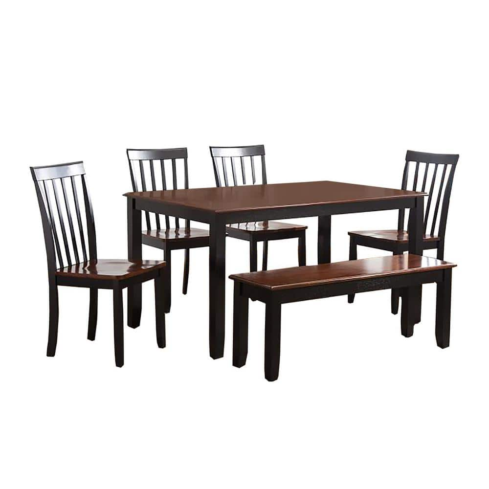 Boraam Bloomington 6-Piece Black and Cherry Wood Dining Set 21035 - The ...