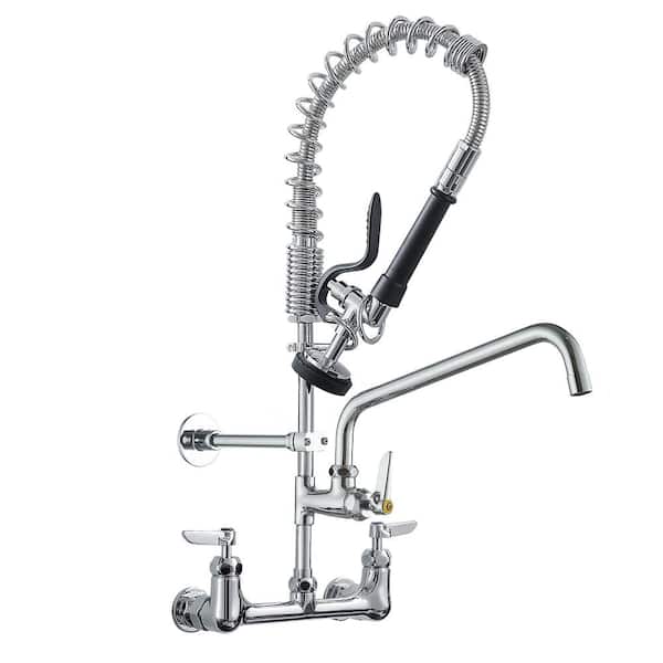 Unbranded Commercial Double-Handle Pull Down Sprayer Kitchen Faucet with Easy to Install and High Pressure Sprayer in Chrome