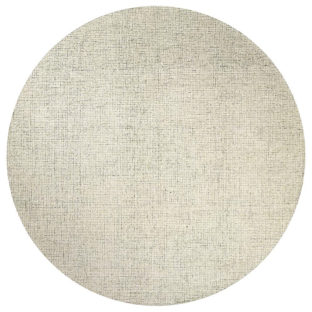 London Collection Beige/Ivory 8 ft. Round Hand-Tufted Solid Area Rug