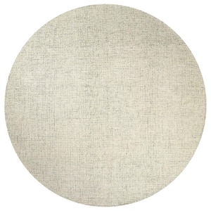 London Collection Beige/Ivory 8 ft. Round Hand-Tufted Solid Area Rug