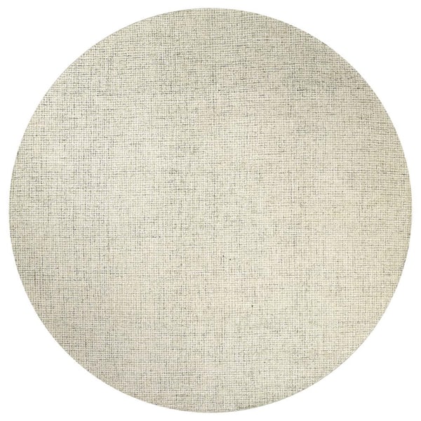Unbranded London Collection Beige/Ivory 8 ft. Round Hand-Tufted Solid Area Rug