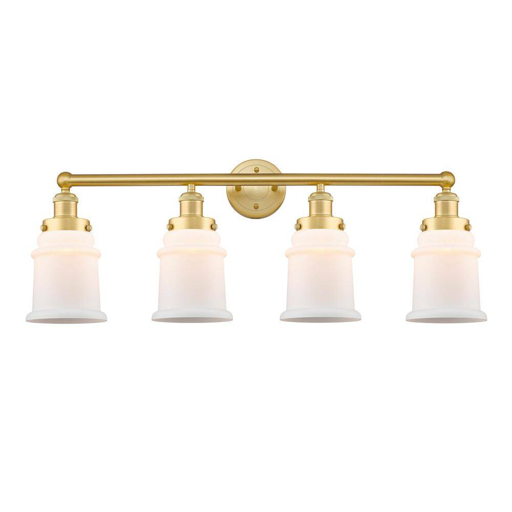 Canton 33 in. 4-Light Satin Gold Vanity Light with Glass Shade price history on PriceWatchPro
