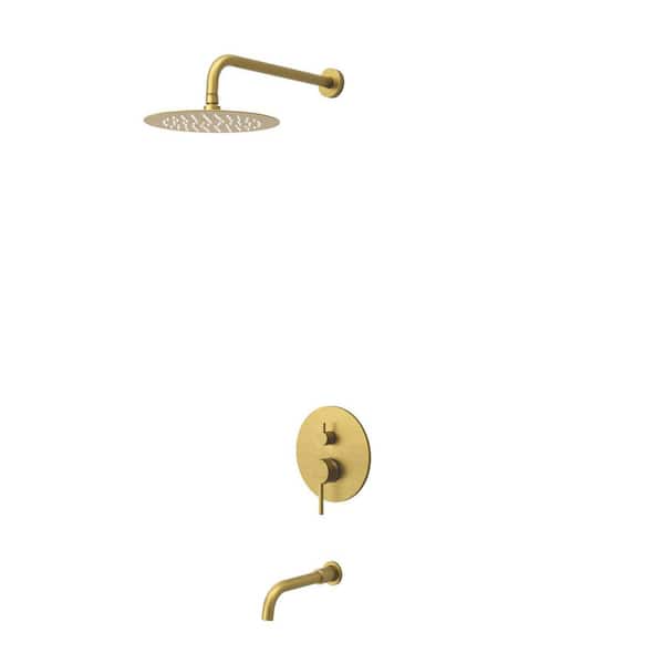 Crozet Single Handle 2-Spray Tub and Shower Faucet Shower Head with Pressure Balance 1.8 GPM in Brushed Gold