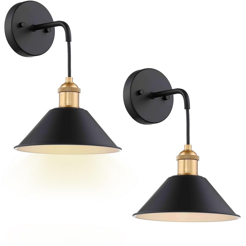 Uixe 8.8 in 1-Light 3 Colors Wireless Vintage Black LED Wall lamp