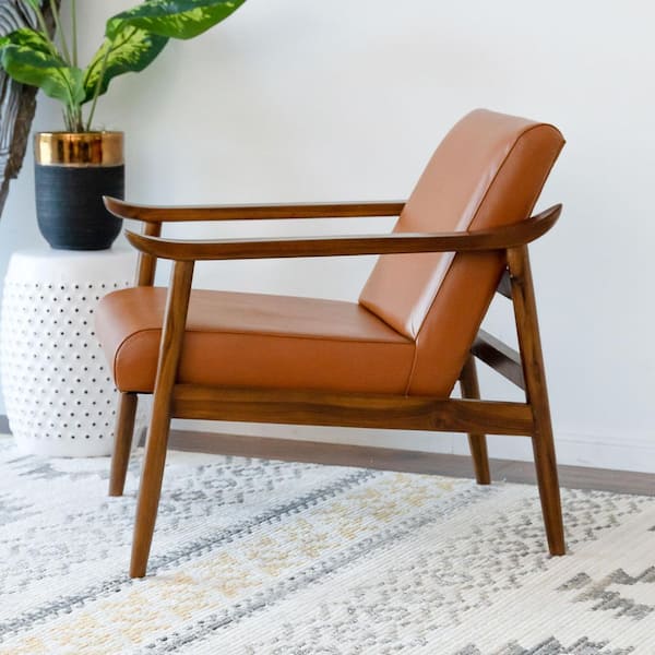 mid century modern harmony leather accent chair