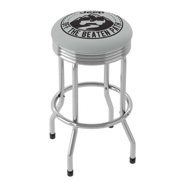 Jeep Black Mountain 29 in. White Backless Metal Bar Stool with