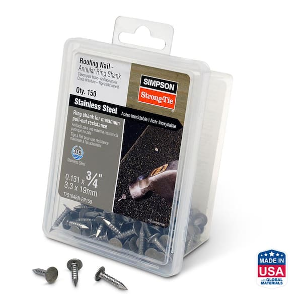 0.131 in. x 3/4 in. Stainless Steel Annular Ring Shank Roofing Nail (150-Pack)