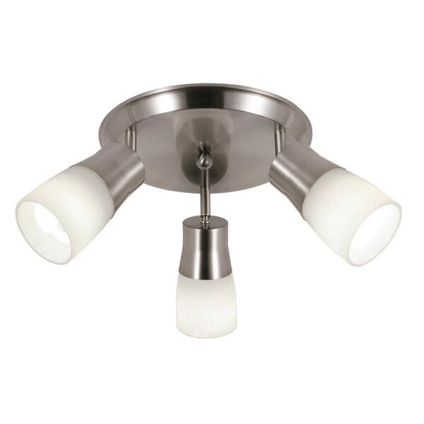 Bel Air Lighting 3-Light Brushed Nickel CFL Track Lighting Kit with Frosted Glass Shades