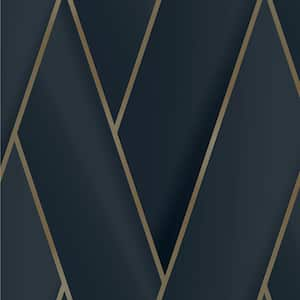 Blue Manfred Navy Modern Herringbone Wallpaper Sample