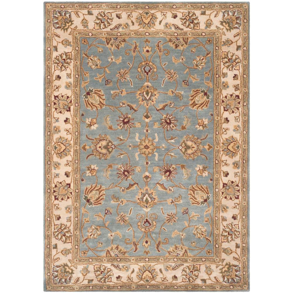 Handmade Blue and Beige Wool Tufted 5' x 7' Area Rug