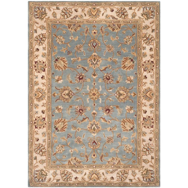 SAFAVIEH Royalty Blue/Beige 5 ft. x 7 ft. Border Area Rug ROY343B-57 ...