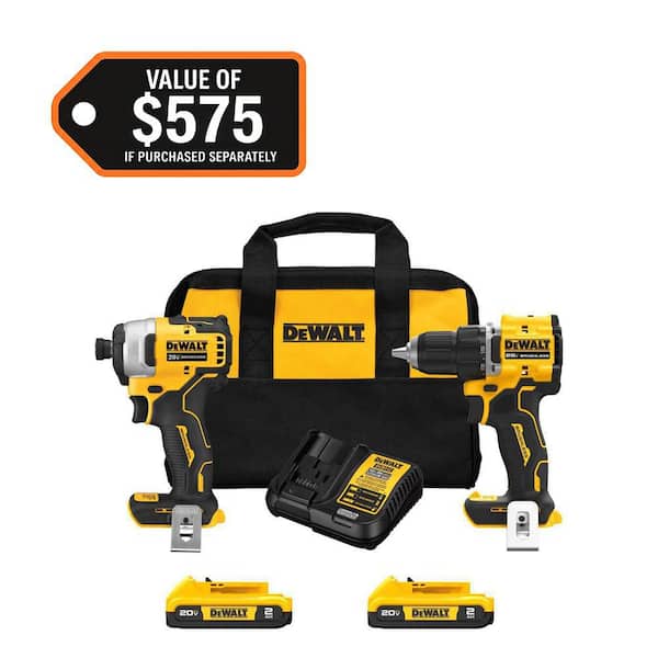 ATOMIC 20-Volt MAX Lithium-Ion Cordless Combo Kit (2-Tool) with (2) 2.0Ah Batteries, Charger and Bag