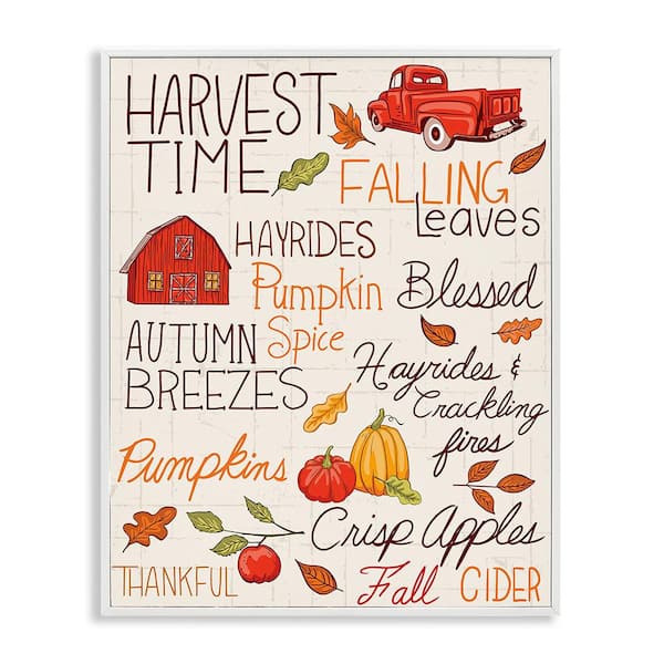 Stupell Industries Harvest Time Phrases by Diane Labombarbe 1-Piece Framed Graphic Print Travel Poster Art Print 20 in. x 16 in.