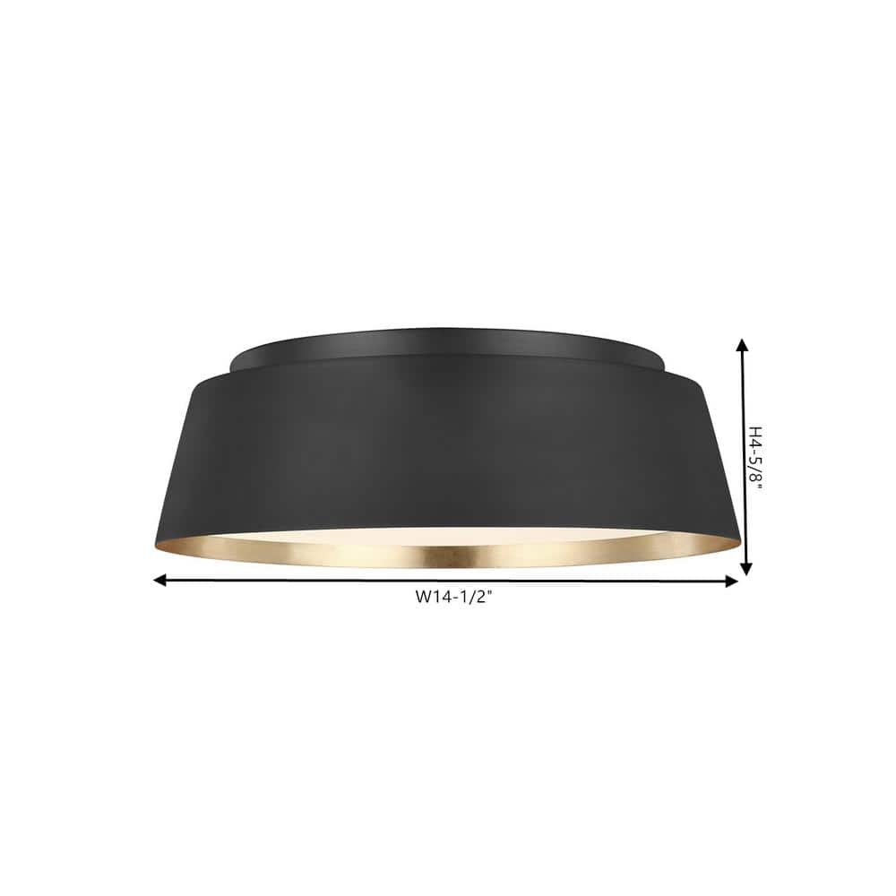 Midnight Black 3-Light Flush Mount with Silk Screen White Shade
