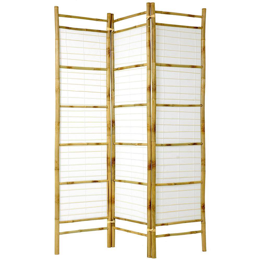 Burnt Bamboo and Rice Paper 3-Panel Shoji Screen