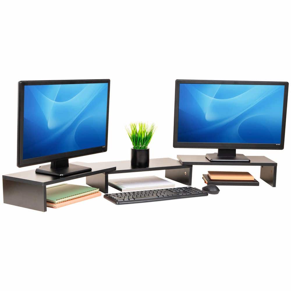 51.25 in. L x 9.25 in. W x 4.75 in. H Dual Monitor Stand Height Adjustable Desktop Organizer, Black price history on PriceWatchPro