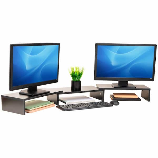 51.25 in. L x 9.25 in. W x 4.75 in. H Dual Monitor Stand Height Adjustable Desktop Organizer, Black