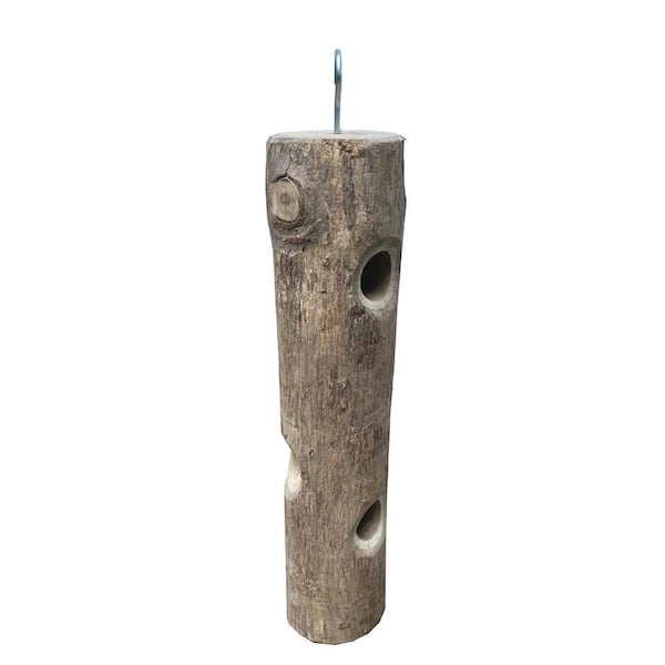 Bark On Teak Log Suet Bird Feeder